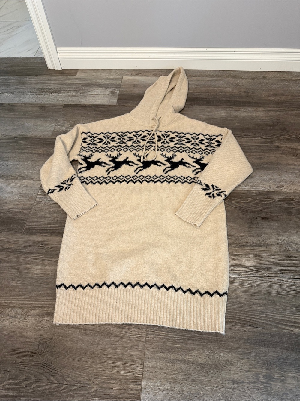 Sincerely‎ Jules Cream Hooded Fair Isle Sweater for Men